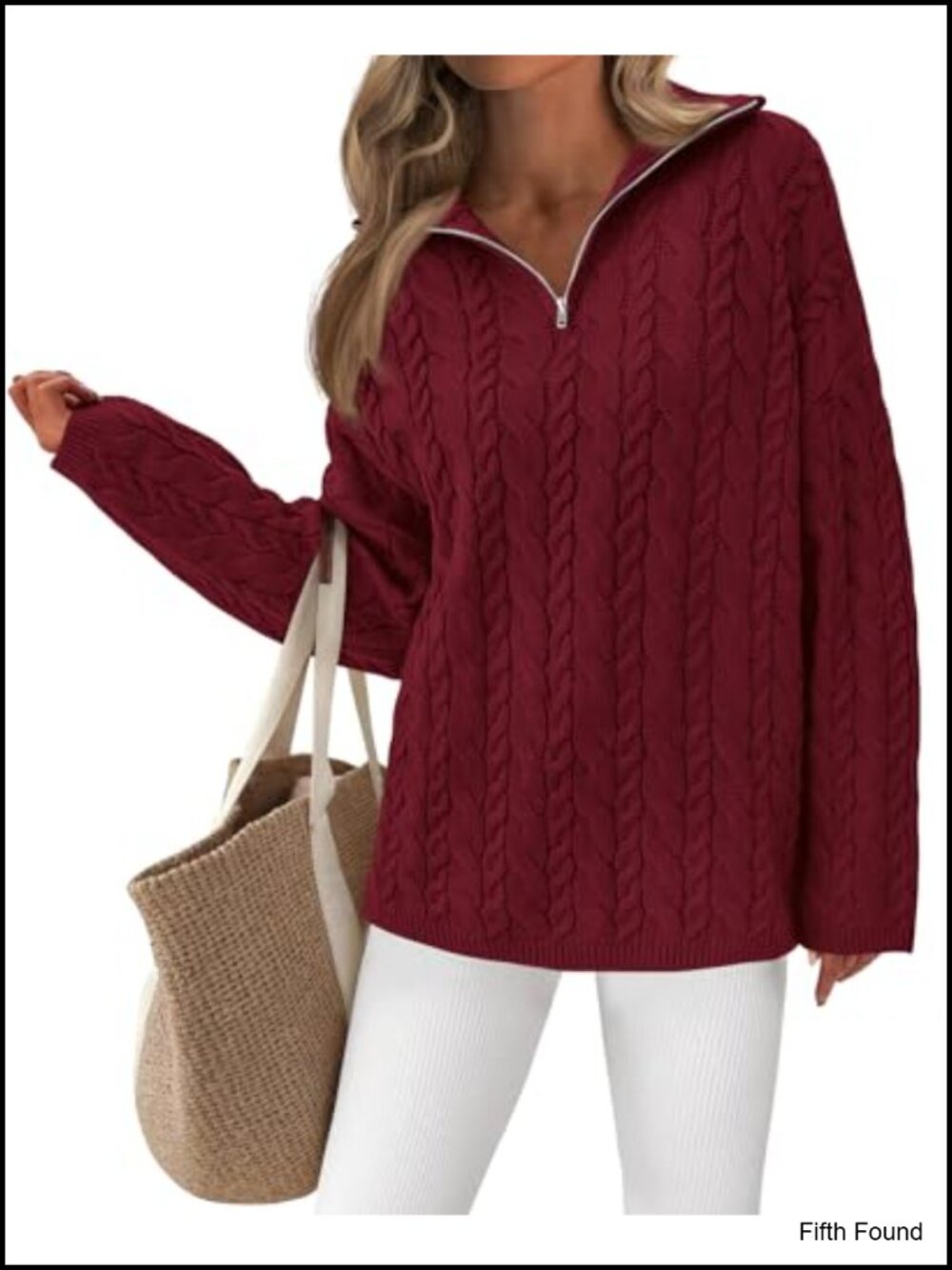 PRETTYGARDEN Womens Long Sleeve Quarter Zip Cable Knit Sweater